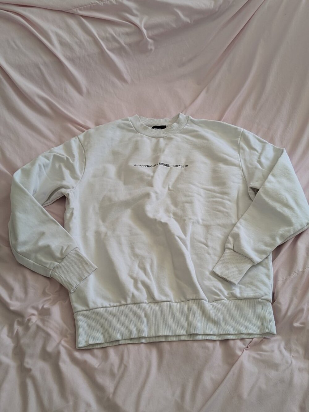 DIESEL White Copyright Embroidered Sweatshirt S